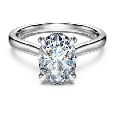 Eternity solitaire ring, Lab-grown diamonds 2 ct tw, Oval shape, 14K white gold - Swarovski, 5710754