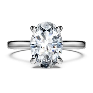 Eternity solitaire ring, Lab-grown diamonds 2 ct tw, Oval shape, 14K white gold - Swarovski, 5710754