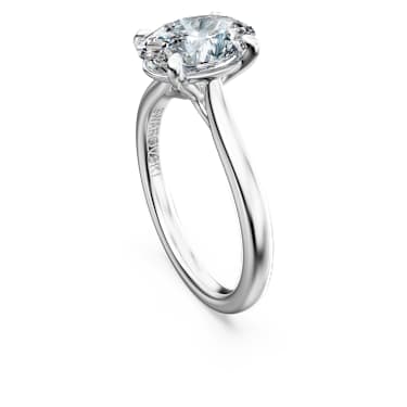 Eternity solitaire ring, Lab-grown diamonds 2 ct tw, Oval shape, 14K white gold - Swarovski, 5710754