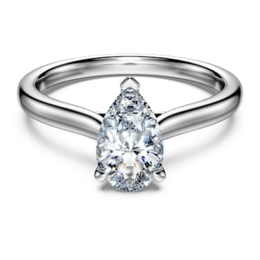 Eternity solitaire ring, Lab-grown diamonds 1 ct tw, Pear shape, 14K white gold - Swarovski, 5710764