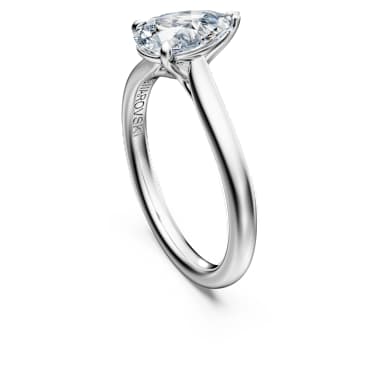 Eternity solitaire ring, Lab-grown diamonds 1 ct tw, Pear shape, 14K white gold - Swarovski, 5710768