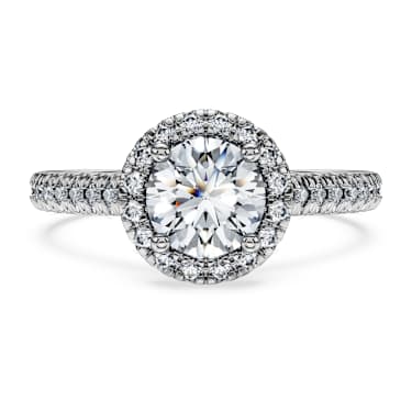 Eternity halo solitaire ring, Lab-grown diamonds 1.33 ct tw, Round shape, 14K white gold - Swarovski, 5710773