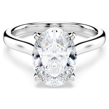 Eternity solitaire ring, Lab-grown diamonds 3 ct tw, Oval shape, 14K white gold - Swarovski, 5710802