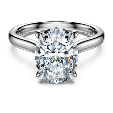 Eternity solitaire ring, Lab-grown diamonds 3 ct tw, Oval shape, 14K white gold - Swarovski, 5710802
