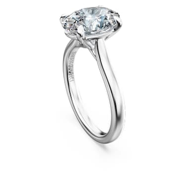Eternity solitaire ring, Lab-grown diamonds 3 ct tw, Oval shape, 14K white gold - Swarovski, 5710802