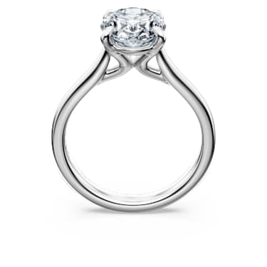 Eternity solitaire ring, Lab-grown diamonds 3 ct tw, Oval shape, 14K white gold - Swarovski, 5710802