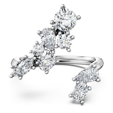 Galaxy bypass ring, Lab-grown diamonds 1.25 ct tw, Mixed shapes, 14K white gold - Swarovski, 5710820