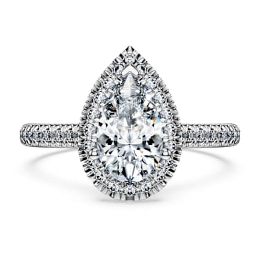 Eternity halo solitaire ring, Lab-grown diamonds 1.3 ct tw, Pear shape, 14K white gold - Swarovski, 5710843