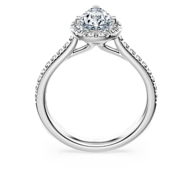 Eternity halo solitaire ring, Lab-grown diamonds 1.3 ct tw, Pear shape, 14K white gold - Swarovski, 5710844