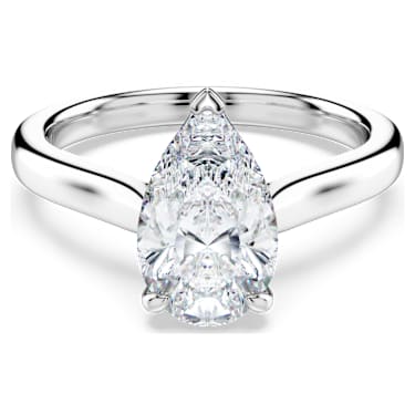 Eternity solitaire ring, Lab-grown diamonds 2 ct tw, Pear shape, 14K white gold - Swarovski, 5710861