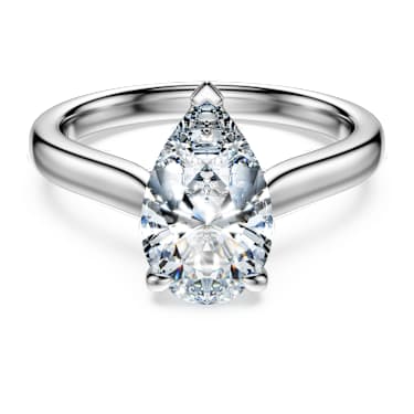 Eternity solitaire ring, Lab-grown diamonds 2 ct tw, Pear shape, 14K white gold - Swarovski, 5710861