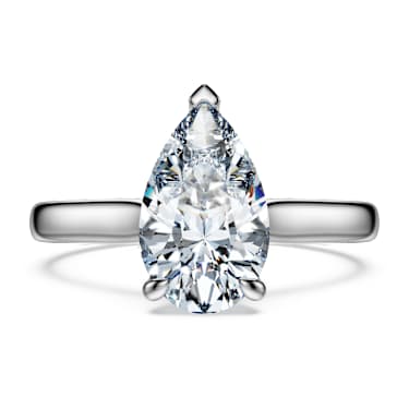 Eternity solitaire ring, Lab-grown diamonds 2 ct tw, Pear shape, 14K white gold - Swarovski, 5710861