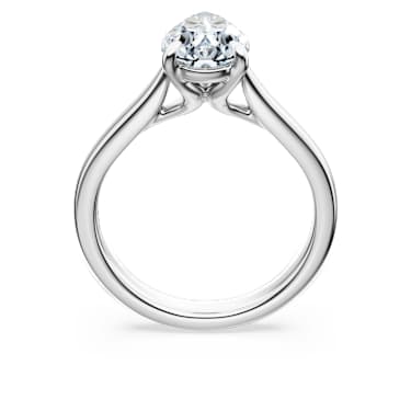 Eternity solitaire ring, Lab-grown diamonds 2 ct tw, Pear shape, 14K white gold - Swarovski, 5710861