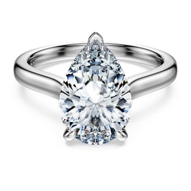 Eternity solitaire ring, Lab-grown diamonds 3 ct tw, Pear shape, 14K white gold - Swarovski, 5710872