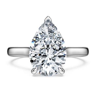 Eternity solitaire ring, Lab-grown diamonds 3 ct tw, Pear shape, 14K white gold - Swarovski, 5710872