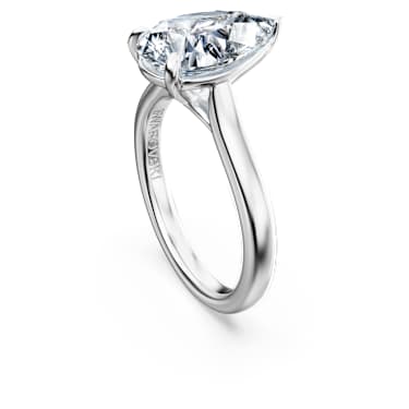 Eternity solitaire ring, Lab-grown diamonds 3 ct tw, Pear shape, 14K white gold - Swarovski, 5710872