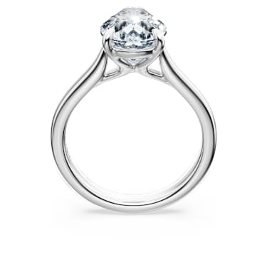Eternity solitaire ring, Lab-grown diamonds 3 ct tw, Pear shape, 14K white gold - Swarovski, 5710872