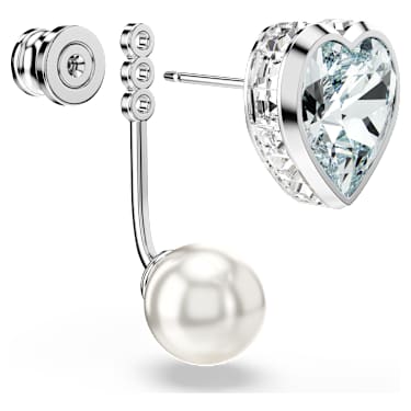 Imber 耳環袋, 水晶珍珠，心形切割, 心形, 藍色, 鍍白金色 - Swarovski, 5711347