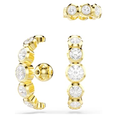 Imber 耳骨夹, 套装 (3)，圆形切割, 白色, 金色饰面 - Swarovski, 5711482