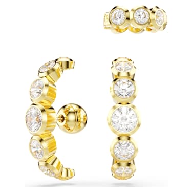 Imber ear cuff, Set (3), Round cut, White, Gold-tone plated - Swarovski, 5711482