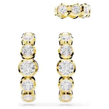 Imber ต่างหูแบบ Cuff, เซ็ต (3) เจียระไนทรงกลม, ขาว, ตกแต่งผิวด้วยทองคำ 18K - Swarovski, 5711482