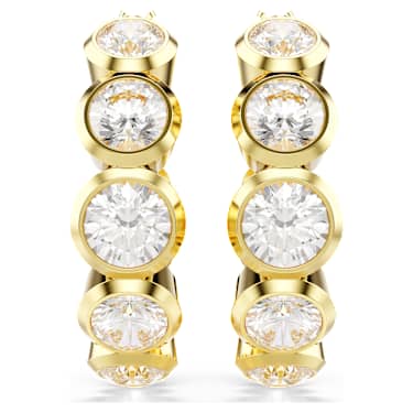 Imber 후프 이어링, 라운드 컷, 화이트, 골드 톤 플래팅 - Swarovski, 5711483