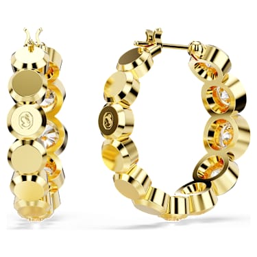 Imber 후프 이어링, 라운드 컷, 화이트, 골드 톤 플래팅 - Swarovski, 5711483
