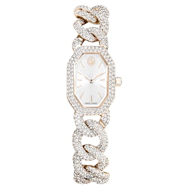 Dextera Chain 手錶, 瑞士製造, 水晶錶鏈, 白色, 香檳金色潤飾 - Swarovski, 5711710