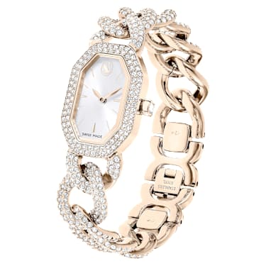 Dextera Chain 워치, 스위스 메이드, 크리스털 브레이슬릿, 화이트, 샴페인 골드 톤 피니시 - Swarovski, 5711710