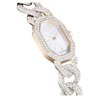 Dextera Chain 手錶, 瑞士製造, 水晶錶鏈, 白色, 香檳金色潤飾 - Swarovski, 5711710