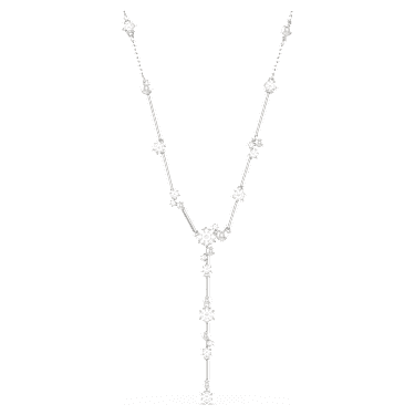 Collier en Y Constella, Crystal Pearl, Tailles rondes, Blanc, Métal rhodié - Swarovski, 5711830