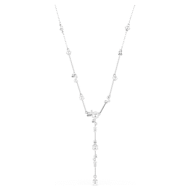 Constella Y-Halskette, Kristallperle, Rundschliffe, Weiß, Rhodiniert - Swarovski, 5711830