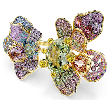 Idyllia 링, 믹스 컷, 파베, 꽃, 멀티컬러, 골드 톤 플래팅 - Swarovski, 5713612