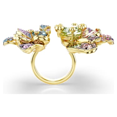 Idyllia 링, 믹스 컷, 파베, 꽃, 멀티컬러, 골드 톤 플래팅 - Swarovski, 5713612