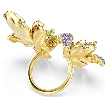 Idyllia 링, 믹스 컷, 파베, 꽃, 멀티컬러, 골드 톤 플래팅 - Swarovski, 5713612