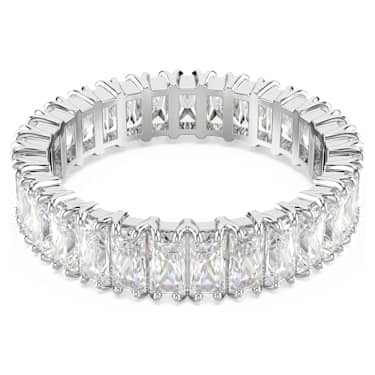 Matrix 戒指, 長方形切割, 白色, 銀色調潤飾 - Swarovski, 5714332