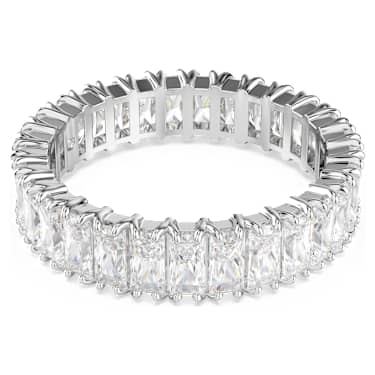Matrix 戒指, 長方形切割, 白色, 銀色調潤飾 - Swarovski, 5714332