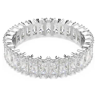 Matrix 戒指, 長方形切割, 白色, 銀色調潤飾 - Swarovski, 5714334