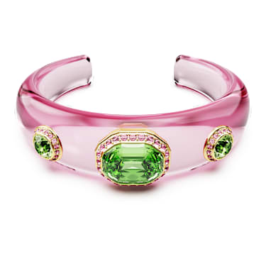 Manžetový náramek Dulcis, Různé výbrusy, Vícebarevný, Povrchová úprava z 18k zlata - Swarovski, 5714384