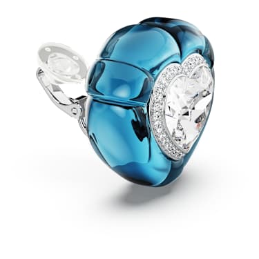 Pendientes de clip Dulcis, Talla de corazón, Pavé, Corazón, Azules, Baño de rodio - Swarovski, 5714385