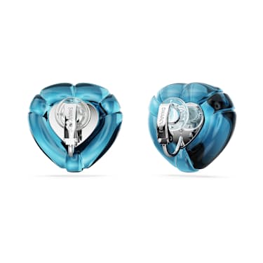 Pendientes de clip Dulcis, Talla de corazón, Pavé, Corazón, Azules, Baño de rodio - Swarovski, 5714385