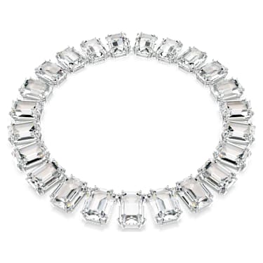 Millenia Tennis Halskette, Übergroße Kristalle, Oktagon-Schliff, Weiß, Rhodiniert - Swarovski, 5714395