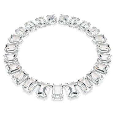 Millenia Tennis Halskette, Übergroße Kristalle, Oktagon-Schliff, Weiß, Rhodiniert - Swarovski, 5714395