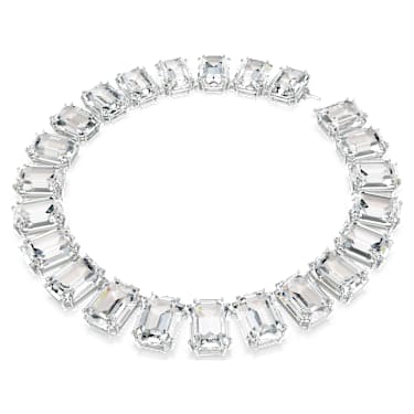Millenia Tennis Halskette, Übergroße Kristalle, Oktagon-Schliff, Weiß, Rhodiniert - Swarovski, 5714395