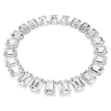 Millenia Tennis Halskette, Übergroße Kristalle, Oktagon-Schliff, Weiß, Rhodiniert - Swarovski, 5714395