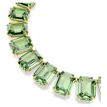 Millenia Tennis necklace, Oversized crystals, Octagon cut, Green, Gold-tone plated - Swarovski, 5714396
