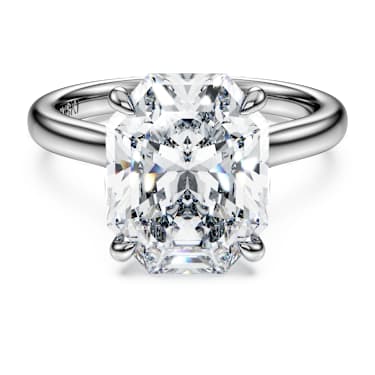 Eternity solitaire ring, Lab-grown diamonds 5 ct tw, Octagon shape, 18K white gold - Swarovski, 5714598