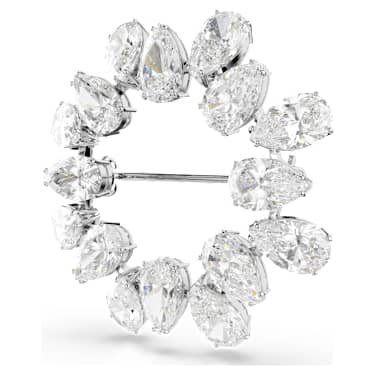 Broška Matrix, Hruškasti rez, Bela, Prevleka iz rodija - Swarovski, 5714646