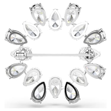 Broška Matrix, Hruškasti rez, Bela, Prevleka iz rodija - Swarovski, 5714646