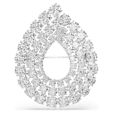 Matrix ブローチ, ラウンドカット, ホワイト, ロジウム・プレー